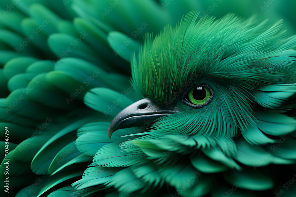Poster Emu - Rich range and green abstract shapes in a rounded form.