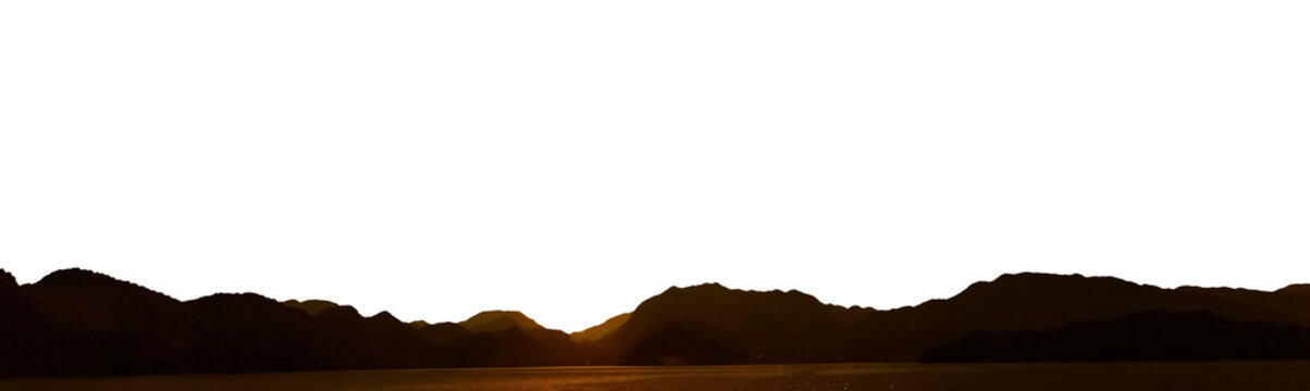 a mountain on transparent background with cut out sky