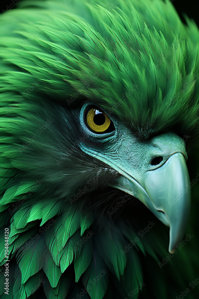Poster vulture - rich range and green abstract shapes in a rounded form.