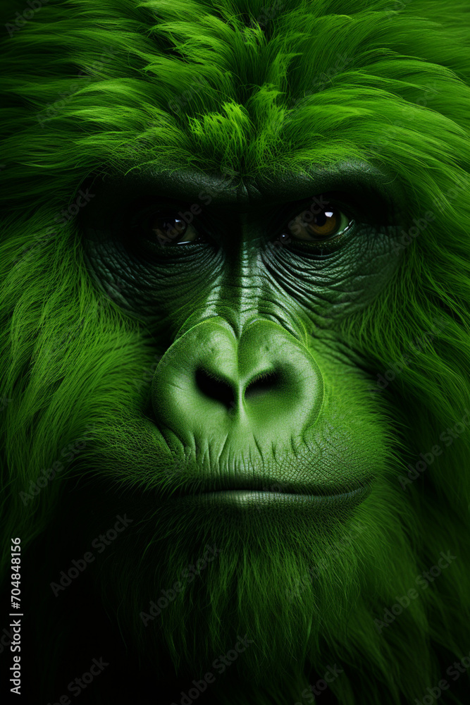 Poster gorilla - rich range and green abstract shapes in a rounded form.