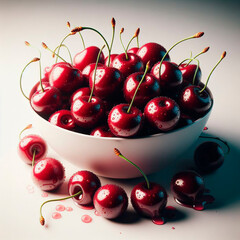 cherries on a white background, digital art, 3d rendering