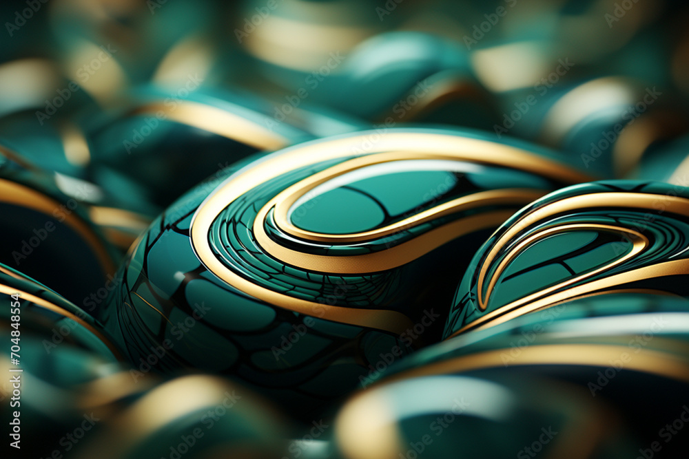 Aufkleber Native Americans - Rich range and green abstract shapes in a rounded form.
