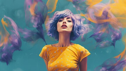 A woman with gray hair, colored hair