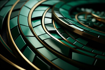 Bow  - Rich range and green abstract shapes in a rounded form.