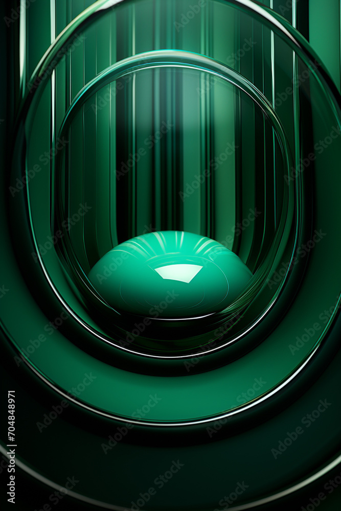 Poster Harmonica - Rich range and green abstract shapes in a rounded form.