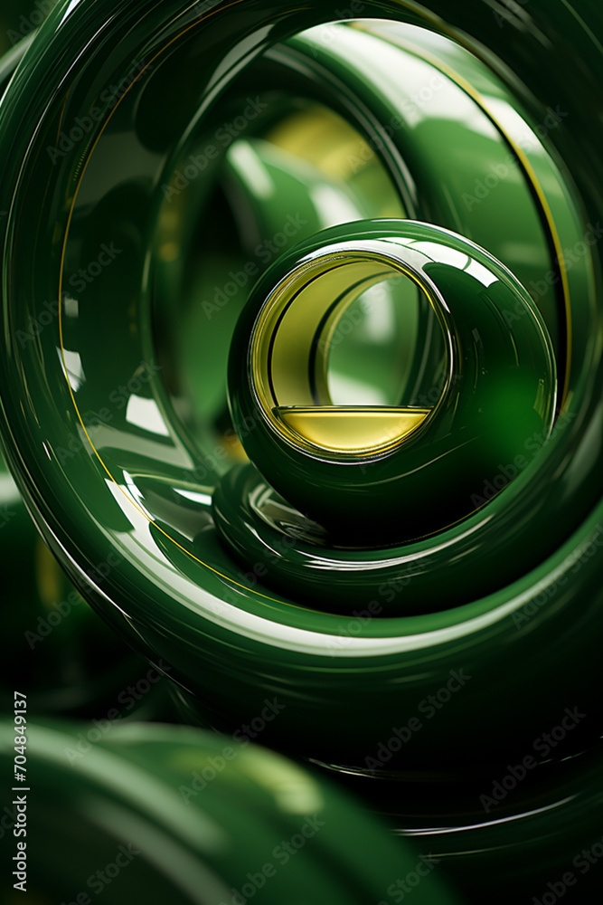 Aufkleber Rich range and green abstract shapes in a rounded form.