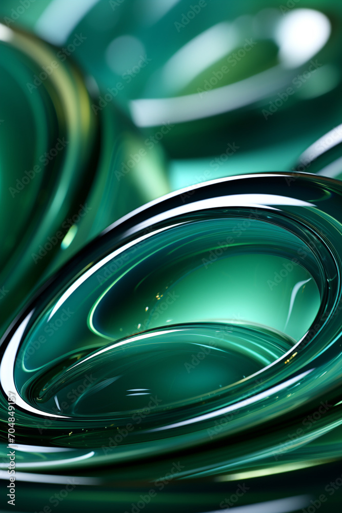 Poster Rich range and green abstract shapes in a rounded form.