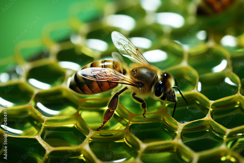 Aufkleber bee - Rich range and green abstract shapes in a rounded form.
