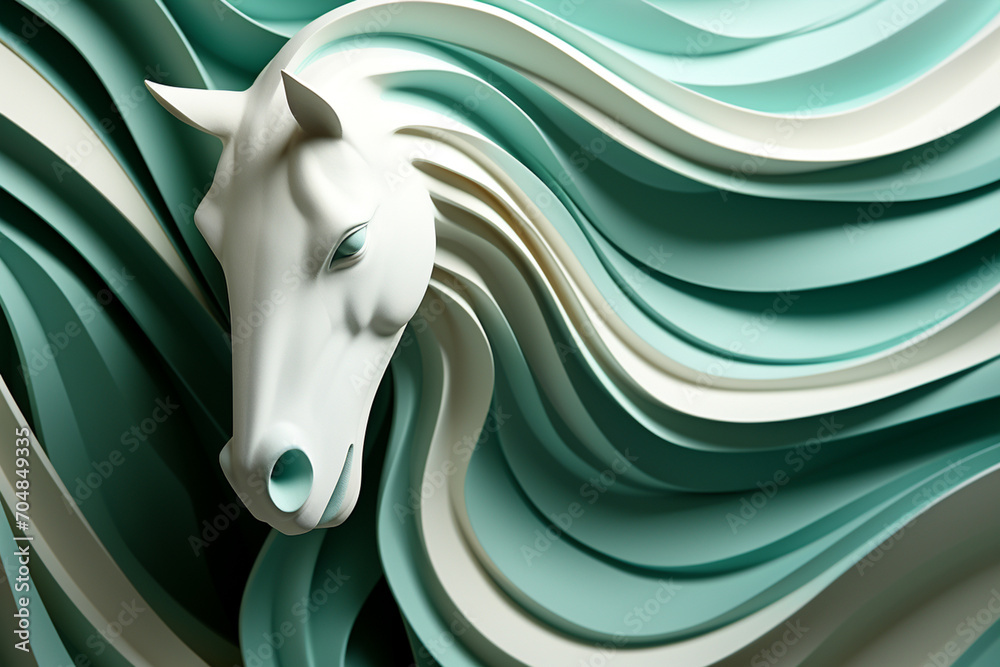 Aufkleber unicorn - Rich range and green abstract shapes in a rounded form.