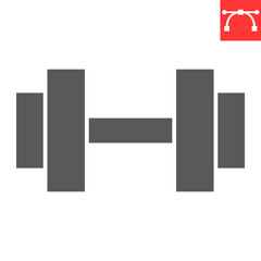 Barbell glyph icon, fitness and sport, dumbbell vector icon, vector graphics, editable stroke solid sign, eps 10.