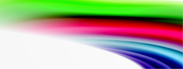 Rainbow color silk blurred wavy line background on white, luxuriously vibrant visually captivating backdrop. Stunning blend of colors reminiscent of rainbow, silky and gracefully blurred wavy pattern