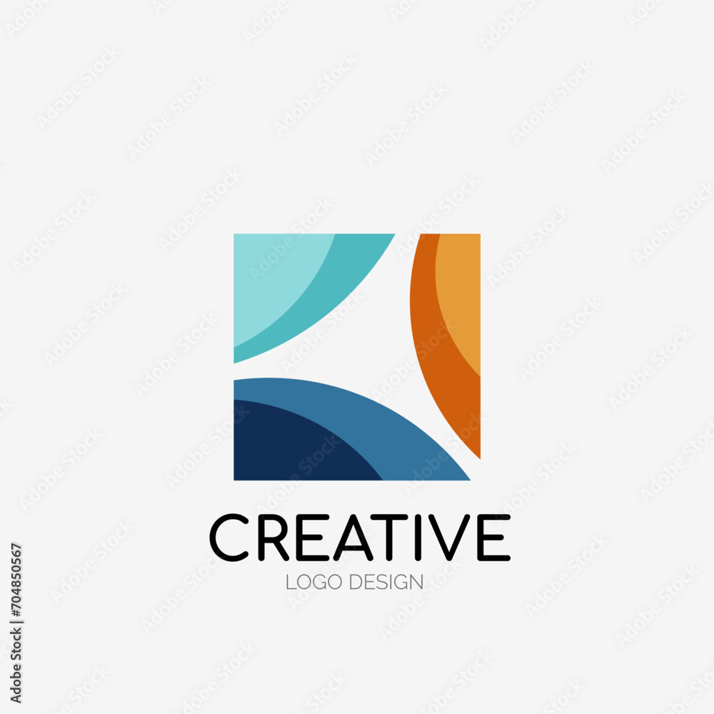 Poster Modern abstract logo design. Geometric vector art. Clean overlapping lines and abstract shapes. Perfect for modern brand