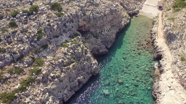 Drone footage of Koutalas beach or beach Koutalis in Vamos Chania in Crete island, Greece