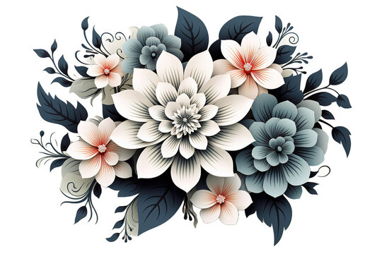 Mandala, very simple, cartoon style Flower isolated on PNG Background. Generative Ai.
