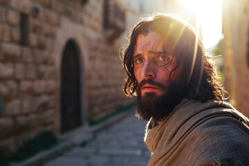 Jesus in the streets of Jerusalem. Bible