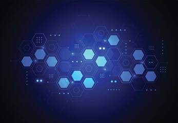 Abstract hexagonal molecular structures in technology background and science style. Medical design. Vector illustration