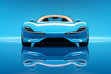 The futuristic a blue sports car on a blue background