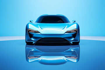 The futuristic a blue sports car on a blue background