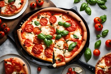 pizza with vegetables and mushrooms