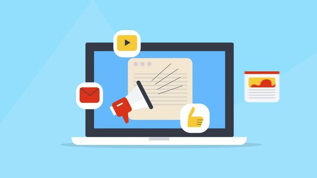 Digital marketing strategy for online promotion, SEO, social media, email, content marketing, digital advertising concept, video animation clip