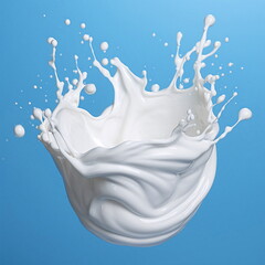 Milk Splash in Mid-Air on Blue Background