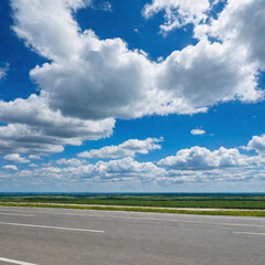 Blue sky full of clouds and sunshine background
