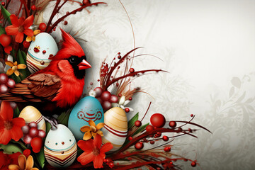 easter decoration with eggs and chickens