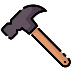 hammer filled outline vector icon