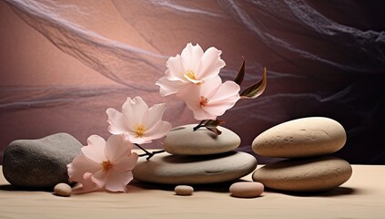 Still life panorama for harmony in spa, massage or yoga.