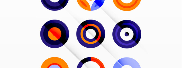 Colorful circles in a grid composition abstract background. Design for wallpaper, banner, background, landing page, wall art, invitation, prints, posters