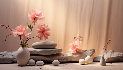 Still life panorama for harmony in spa, massage or yoga.