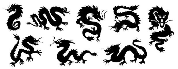 2024 Year of the Dragon, New Year's material collection, Dragon icons set