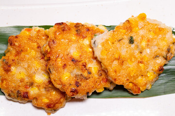 top view fried fish cakes at horizontal composition