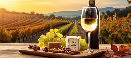 Fototapeta na wymiar Romantic cheese delicatessen on wooden plateperfect wine pairingbright high key image.