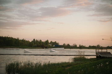 sunset over the river