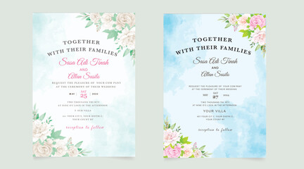 Wedding Invitation, wedding invitation template, beautiful blooming floral wedding invitation card set 