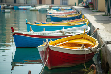 Fototapeta na wymiar boats in the harbor deisgn for an ad. tourism, travel, venice, canals, lake, sea, water. italy 
