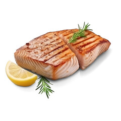 A photorealistic image of a fish steak isolate on transparency background png 