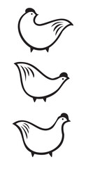 Set of  hen chicken silhouette illustration icon design
