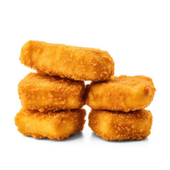 Set of 5 nuggets with one nugget cut in half isolated on white background --style raw --v 5.2 Job ID: 7f5df675-1baf-40bd-97f0-b3a0f676a266