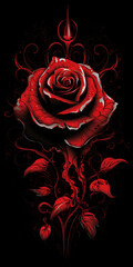 red rose on black background ai generative 