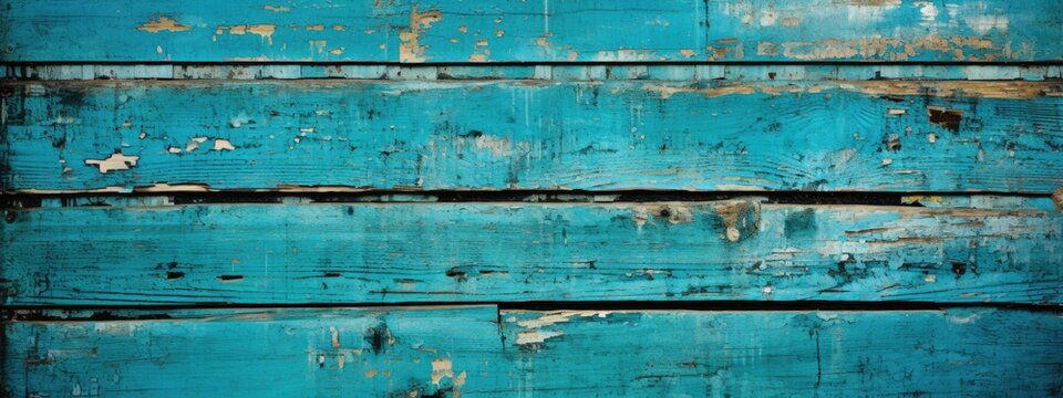 Light blue old shabby wooden background texture. Painted teal old rustic wooden wall. Abstract texture for furniture, office and home Interior