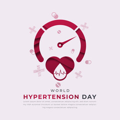 World Hypertension Day Paper cut style Vector Design Illustration for Background, Poster, Banner, Advertising, Greeting Card