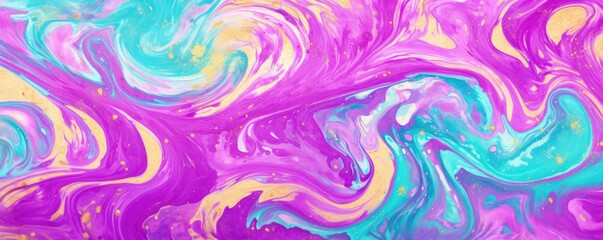 Fototapeta premium Abstract bright colorful swirl wave background. Modern psychedelic fluid gradient texture. Retro design template for poster, banner, brochure, flyer, cover