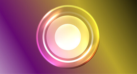 Neon glass circle copyspace for your text or product presentation geometric background. Vector illustration For Wallpaper, Banner, Background, Card, Book Illustration, landing page