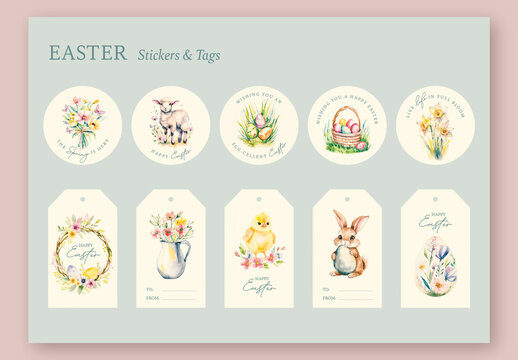 Easter Stickers and Tags Layout