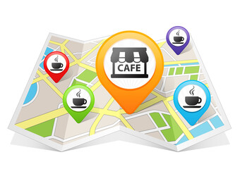 Cafe Coffee Shop Map pointer Location Destination on map
