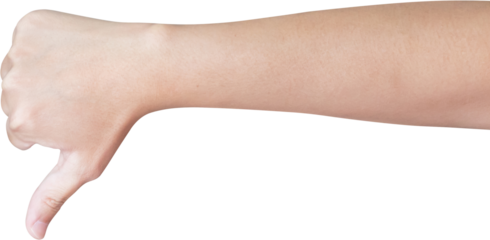 man hand gesture thumb down sign isolated on white background
