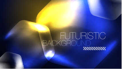 Glowing blue neon hexagons in dark space. Digital technology cyberspace hi-tech techno abstract background template