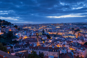 Lisbon City Evening Cityscape In Portugal